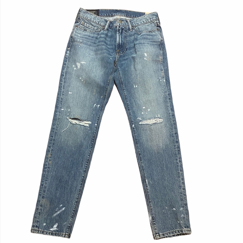 NEW Abercrombie & Fitch Splatter Slim Ripped Jeans